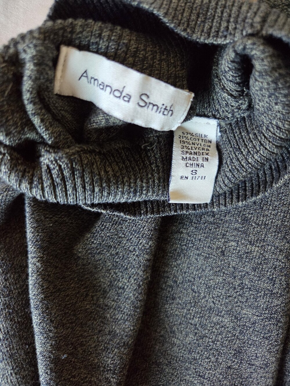Amanda Smith Dark Green/ Gray Ribbed Turtleneck Sweater Size S